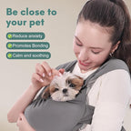 Supet Dog Sling Carrier for Small Pets, Hands Free Cat Sling, Reducing Back Neck Pain Anti-Anxiety Puppy Front, Adjustable Soft Dog Carrying (Grey, Plus 7-15 Lbs)