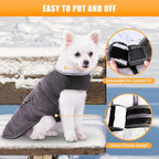 iBuddy Dog Winter Jacket for Medium Dogs, Easy on Dog Fleece Snow Coat Velcro Waterproof Pet Puffer Clothes with Harness Hole Adjustable Reflective Quilted Pet Cold Weather Vest Wind-poof for Boy Male