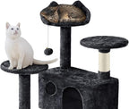 Topeakmart 61in Cat Tree for Indoor Cats, Cat Tower with Scratching Posts Spacious Perch & Platform for Kittens, Black