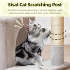 Taoqimiao Cat Tree, 32.2-Inch Cat Tower for Indoors Cats, Cat Condo with Large Cat Perch, Spacious Cat Cave, Scratching Posts for Small and Medium Cats, Light Gray MS043W