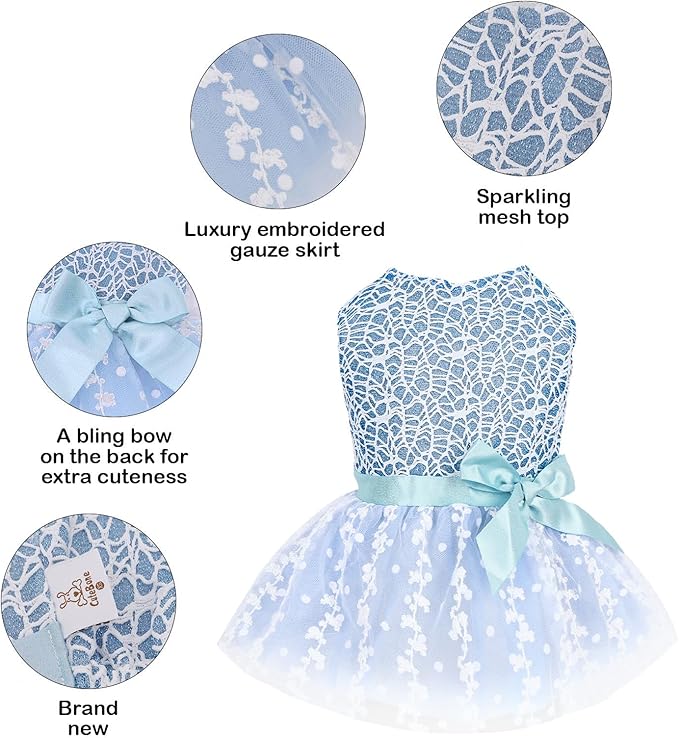 CuteBone Dog Birthday Dress Girl Puppy Skirt Tutu Cat Wedding Outfit Pet Party Clothes for Small Dogs Costume DD22L
