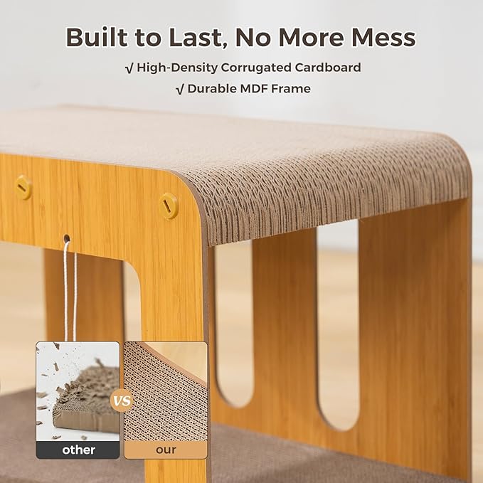 Avont Cat Scratcher House, 2-in-1 Scratch Cardboard & Scratching Pad for Indoor Cats, Double-Layer Scratch Box and Corrugated Board for Kitty -Straight