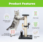 Best Pet Supplies Catify Cat Scratcher, Fun Interactive Scratchers, Posts, Poles, Claw Safe, Furniture Saver Indoor Play Support Natural Cat Behaviors Heavy Duty - Gray, 15.71 x 15.71