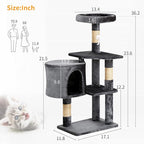 BestPet | 36" Cat Tree Tower | Light Gray | Sturdy Multi-Level Cat Tree with Plush Condo, Cozy Perch, Sisal Scratching Posts, Hanging Toy and Stable Frame | Easy Assembly | for Kittens & Adult Cats