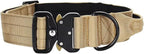Heavy Duty Tactical Dog Collar, Adjustable Nylon with Metal Buckle, Multiple Colors (Tan, XL)