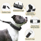 Mayerzon Prong Collar for Large Medium Dogs, Patented Reflective Pinch Collar with Metal Buckle, No Pull Adjustable Hidden Covered Dog Walking Training for Pitbull German Shepherd Doberman(Black, L)