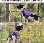 WINGOIN Purple Tactical Dog Harness for Large Dogs, Heavy Duty No Pull Dog Harness with Handle, Adjustable Reflective Military K9 Big Pet Vest for Husky, Doberman, Walking, Training, Hunting (XL)