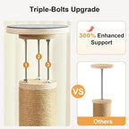 FUKUMARU Floor to Ceiling Cat Tree, 6 Level Adjustable Height (5.7-9.8 ft) Climbing Tower with Thickened Scratching Posts, Cats Activity Center with Transparent Capsule and Cozy Hammock