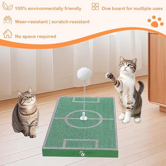 11"x17"Cat Scratcher Board and Cat Bed with Soccer Ball Field Design Cardboard for Indoor Cats Cardboard pad Sleep Play and Grind Claws