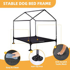 36" Dog House Outdoor Indoor with Breathable Mesh Windows, 2-in-1 Outside Dog House Elevated Dog Bed Cot Dog Tent Shade Shelter, Easy to Assemble & Clean (36 INCH)