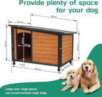 45.7" Extra Large Dog House Outdoor Weatherproof PVC sloped Roof Dog House Indoor Wooden Dog Houses for Large Dogs Outside Thickened Base Plate Winter Dog Kennel