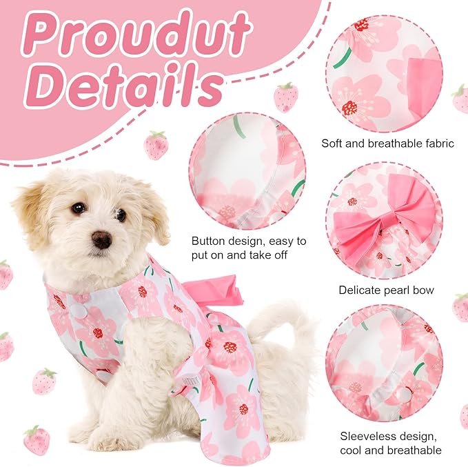 Saintrygo 5 Pieces Floral Dog Dress Cute Dog Skirt Pet Dresses Pet Clothes Dresses Cat Princess Bowknot Clothes Puppy Outfits for Yorkie Puppy Cat, 5 Styles(Cute Style,Small)