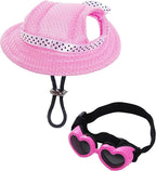 choyaxo Dog Sun Hat Set Including Dog Visor Sunbonnet Outfit with Ear Holes Dogsg Sunglasses Baseball Cap for Puppy Outdoor UV Protection