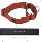 Mikivery Martingale Dog Collar Nylon Adjustable and Safety Training Colourful Comfortable Metal Buckle Pet Collars for Small Medium and Large Dogs(Brick Red,L)