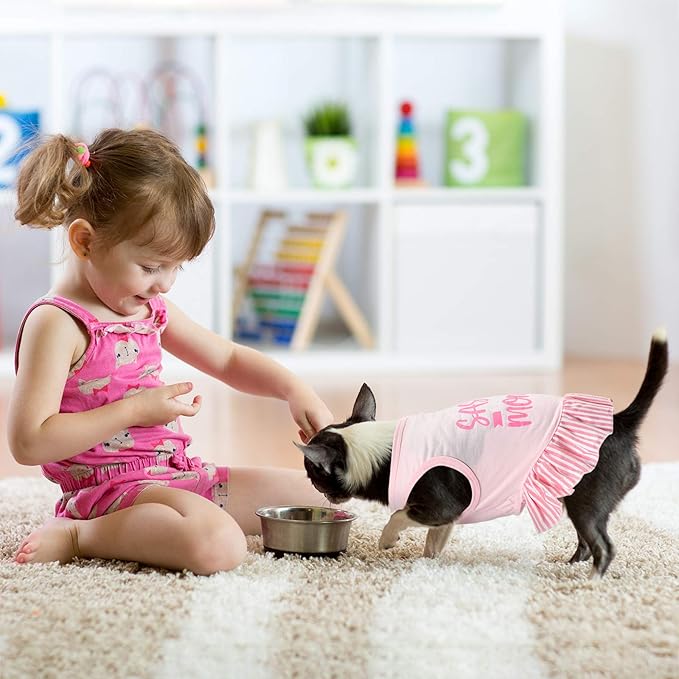 Weewooday 4 Pack Dog Dress Cute Pink Dog Clothes Skirt Girl Pet Princess Dress Puppy Summer Apparel Clothes Skirt Shirt with Ruffles Apparel for Small Puppy Cats Pet(S)