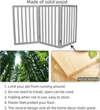 ZJSF Freestanding Indoor Dog Gate for House Foldable Wood Grey Puppy Gate for Doorways Pet Gate for Stairs Extra Wide Pet Fence 32" Height 3 Panels