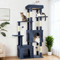 61" Large Cat Tree Tower for Indoor Cats, Heavy-Duty Multi-Level Cat Condo for Maine Coon & Big Cats with Extra-Large Perch, 2 Spacious Houses, Sisal Scratching Posts & Hanging Toys - Blue