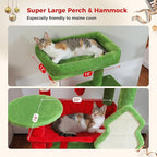 PETEPELA Christmas Cat Tree for Indoor Cats, 56.3'' Tall Multi-Level Cat Tower with Super Large Hammock (20''X16''), Sisal Covered Scratching Posts, Cozy Condo and Top Perch, Christmas Style