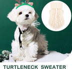 2 Pack Dog Sweaters for Small Dogs, Chihuahua Yorkie Sweater, Puppy Clothes Winter Warm Pullover Clothing, Pet Cat Cold Weather Puppy Cold Outfits (Beige+Purple X-Small)
