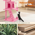 Cat Tree 69.3 inches Cat Tower for Indoor Cats Cat House with Replaceable and Removable Dangling Ball Cat Trees and Towers with Funny Toys, Pink