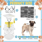 5 Pcs Dog Graduation Costume Set Include 2026 Pet Graduation Gown with Stole Puppy Grad Cap Lensless Glasses DIY Letter Stickers for Dogs Cats Holiday Costume Accessory(White Gold,M)