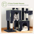 Globlazer Cat Tree Condo Tower for Multiple Indoor Cats, 52in Multi-Level Cat Scratching Tree with 2 Cat Condos, 5 Sisal Scratching Posts, 2 Padded Perches, Big Basket, Widened Base, S52, Dark Grey
