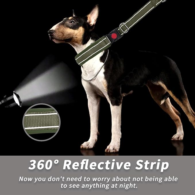 Martingale No Pull Dog Collar for Large Medium Small Dogs, Heavy Duty Nylon Reflective Adjustable Anti Pull Slip Collar with Buckle for Training Walking S Army Green