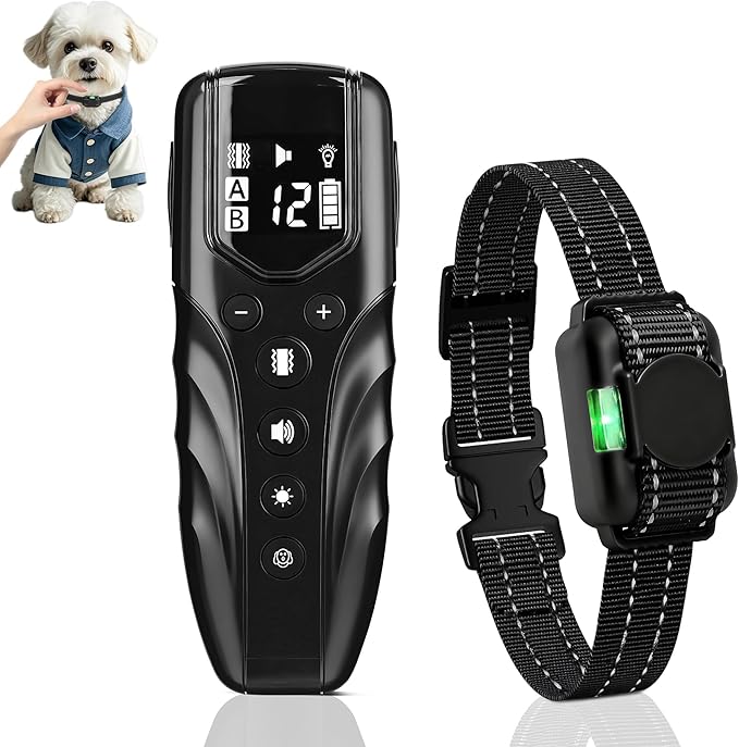 Lightweight No Shock Dog Training Collar, 2000ft Remote Control, Ultra-Small Vibrating Collar for Small (5-15lbs), Medium & Large Dogs, Safe Lock, Beep/Vibrate Modes, Prong-Free, Waterproof,Black