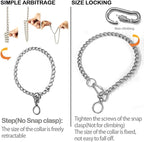 Chain Dog Collars Stainless Steel Metal Chew Proof Necklace Slip P Chain with Connect Clasp for Small Medium Large Dogs Training and Walking.
