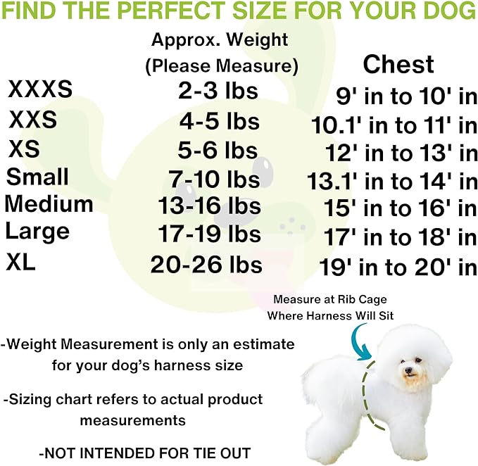 EcoBark Rapid Fastener Super Comfort Fully Adjustable Double Padded Step in Dog Harness (XXS, Green)