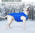 Kuoser Dog Puffer Jacket Warm Dog Coat for Extra Large Dogs, Windproof Reflective Pet Padded Vest Cold Weather Clothes Puppy Snowsuit with Hook & Loop Coats, Easy On/Off, Blue 2XL