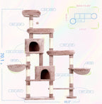 Hey-brother Cat Tree Tower, Scratching Posts with a Extended Part, Wide Platforms, Cozy Condos, Hammocks, Sisal Columns and Ball for Indoor Cats, 70.1 Inches, Muchroom MPJ038MU