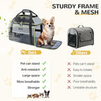 Lekereise Top-Expandable Pet Carrier 18x13x9.5 Inch Southwest Frontier Airline Approved Soft Sided Underseat to 15lbs Travel Carriers for Small Cats Dogs with Locking Safety Zippers Anti-Scratch Mesh