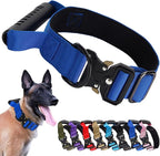 JSXD Tactical Dog Collar, 1.5 Inch Wide, Heavy Duty Military Training Collar with Handle, Metal Quick Release Buckle, 1000D Nylon, for Medium Large Dogs