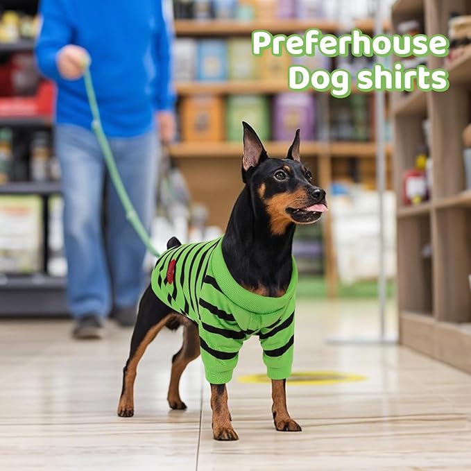 Dog Shirts for Large Dogs, Striped T-Shirts Dog Vest Pet Apparel Tee Shirts Spring Summer Suitable for Small and Medium Large Pets French Bulldog Bichon, Green L