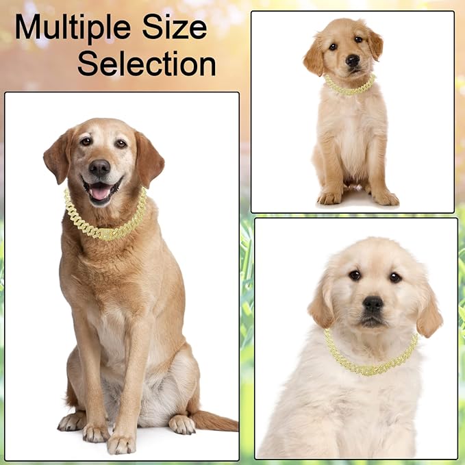 Metal Diamond Dog Chain Dog Training Chain with Secure Buckle Pet Collars for Large Medium Dogs
