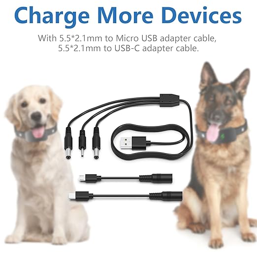 Shock Collar Charger Replacement for Dogrook Mini Educator,E Collar Charger for Nvk Patpet Petsafe Petspy Slopehill Exuby, Bark Collar,Training Collar Charger Cable for Large Medium Small Dog Collar 1