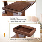 Tall Cat Tree with Litter Box Enclosure 56.7" Wooden Cat Tower for Large Cats with Cat Hammock House Bed (Wood Black)
