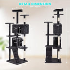 FDW | 70" Cat Tree Tower | Dark Gray | Multi-Level Indoor Activity Center with Sisal Scratching Posts, Condos, Plush Perches, Hanging Cat Toys | Sturdy, Easy to Assemble | for Kittens & Adult Cats