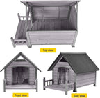 Dog House for Outdoor/Indoor, Weatherproof Outdoor Kennel for Large Dogs, Chew-Resistant Iron Frame & Asphalt Roof (Grey, L)