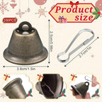 100 PCS Craft Bells Bronze Jingle Bells 1.5" X 1.7" Vintage Brass Color Mini Bell with Spring Hooks for Wedding Doors Dog Collar Jewelry Sewing DIY Favor Dog Potty Training