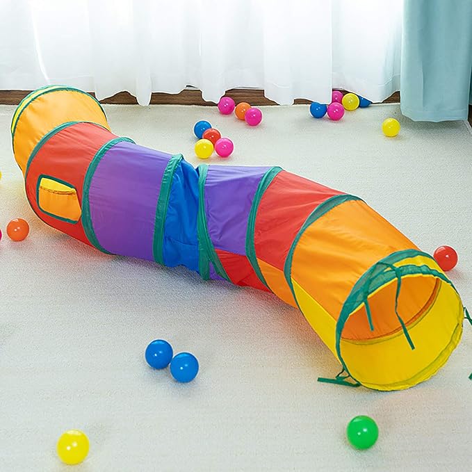Cat Tunnel for Indoor Cats Interactive, Rabbit Tunnel Toys, Pet Toys Play Tunnels for Cats Kittens Rabbits Puppies Crinkle Pop Up Yellow 47" Shape S