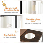 PETSITE 52 Inch Modern Cat Tree with 2 Cat Condos, Multi-Level Cat Tower with Sisal Scratching Posts, Dangling Balls, Removable Soft Cushion and Scratching Pads, Space Capsule, and Anti-Tipping Kits