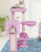 MIAO PAW Cute Cat Tree Cat Tower for Indoor Condo with Sisal Scratching Posts Jump Platform Furniture Activity Center Play House Bed Fashion Design Houses Pink