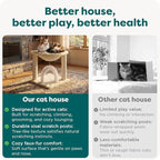 FurHaven 17.3" Tall Cat Scratching Post Tower for Indoor Cats, Sisal Cat Tree, Tiger Tough Hammock Interactive Playground, Toys & Perches for Cats, Sisal, Cream