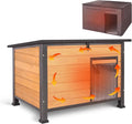 Insulated Dog House Outdoor Weatherproof, Wooden Heated Large Houses with Removable Liner for Winter, Upgrade Anti-Chewing Iron Frame Dog Shelter for Puppies, Cats