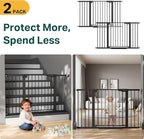 Cumbor 2 Pack 29.7-51.5" Extra Wide Baby Gate for Stairs, Easy Walk Through Dog Gates for Doorways, Pressure Mounted Pet Gate Indoor, Safety Auto-Close Child Gate for Kids with 4 Wall Cups, Black