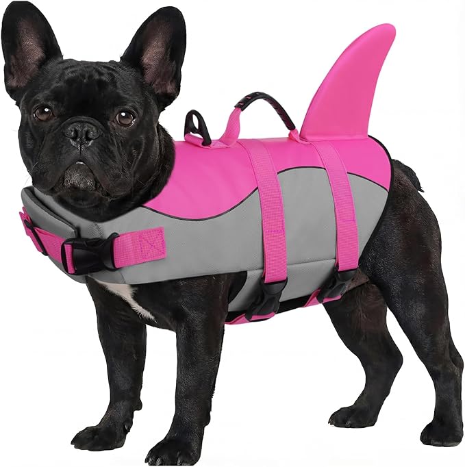 ASENKU Dog Life Jacket - Pet Safety Vest for Swimming & Boating, Shark Life Jacket with Floatation, Dog Lifesavers Swimsuits for Small Medium Large Dogs (Pink, XS)