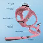 Best Pet Supplies Voyager Step-in Air All Weather Mesh Harness and Reflective Dog 5 ft Leash Combo with Neoprene Handle, for Small, Medium and Large Breed Puppies - Harness Leash Set (Pink), XXXS