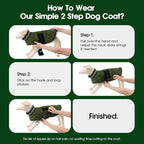 KAMA BRIDAL Dog Winter Coat Warm Padded Puppy Jacket Windproof Water Resistant Clothes for Small Medium Large Pets Christmas Sweater Outfit Vest(Green, 3XL)